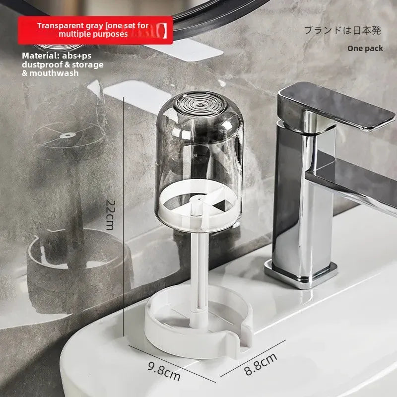 New Multifunctional Home Bathroom Brush Holder Dustproof Cover Drainage Cup Rack Toiletries Storage Shelf Non-Brand Chinese Made