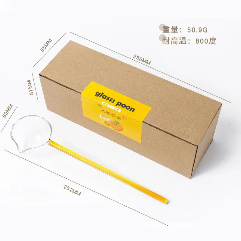 Transparent Glass Snoop Ice Cream Dessert Scoop Tea Stirring Cocktail Teaspoon Handmade Sharp Mouth Soup Spoon