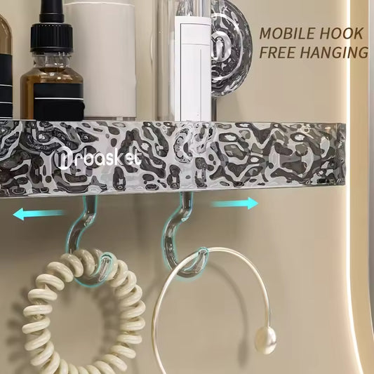 Light Luxury Glacier Pattern Shower Suction Cup Shelf Suction Cup Storage Rack Punch Free Sorting Box Organizer Bathroom Tool