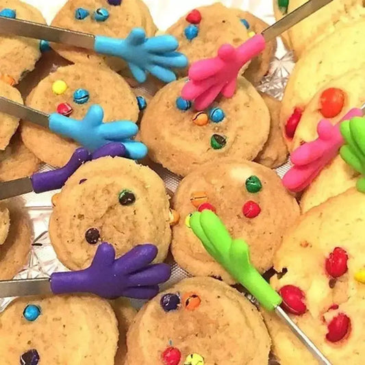 Creative Colorful Palm Stainless Steel Handle Silicone Mini Food Handheld Clips Suitable Home Kitchen Daily Cooking Tools