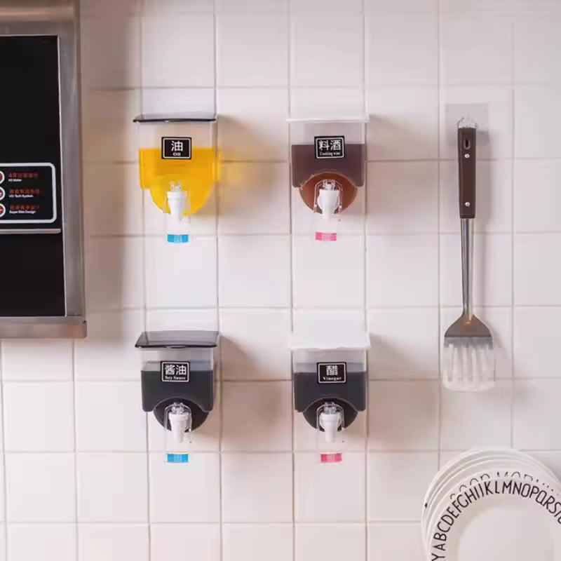 A3PA PP Material Wall-Mounted Seasoning Boxes with Faucet Kitchen Pot Container