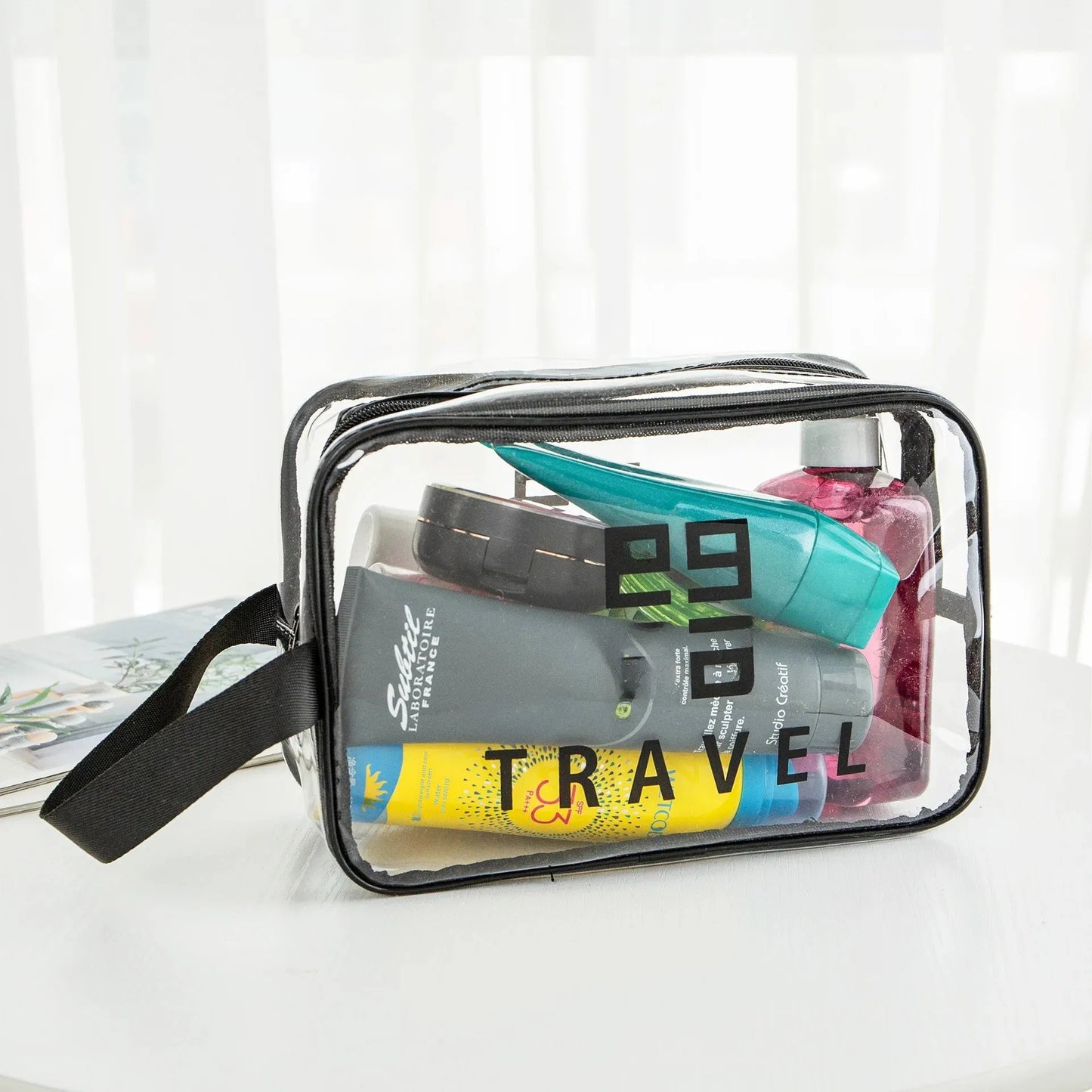Large Capacity Thickened PVC Cosmetic Bag Transparent Waterproof Handheld Makeup Bag Multi-Functional Storage Pouch with Zipper