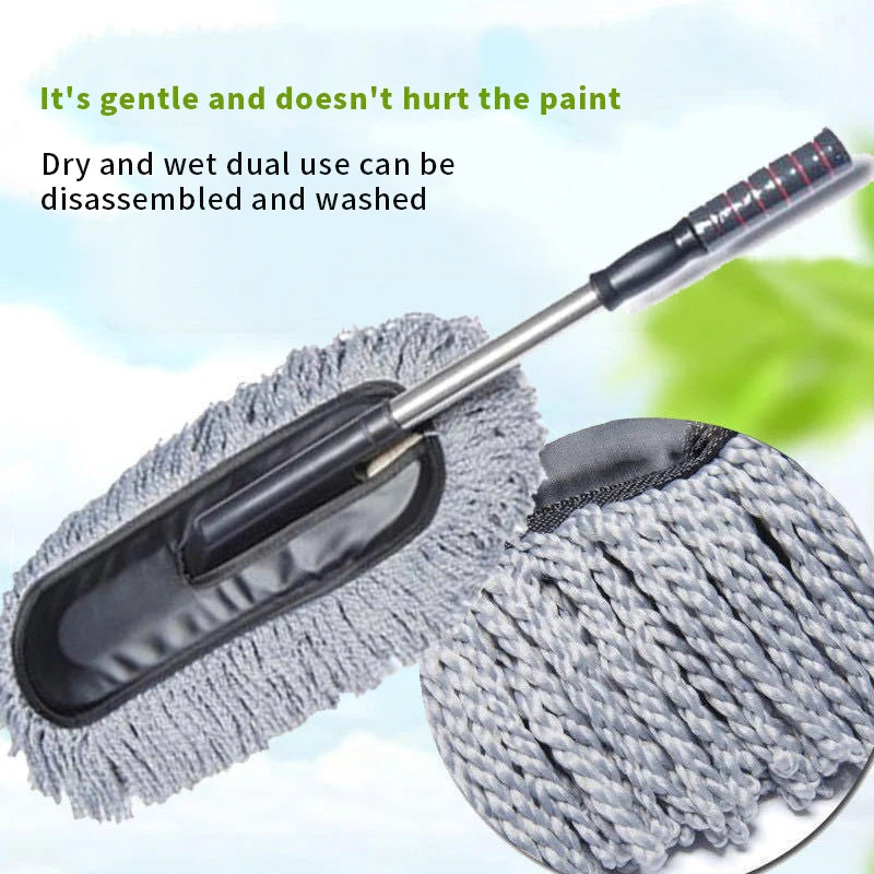 Car Body Cleaning Removable Car Wash Brush Telescopic Flat Wax Brush Wax Mop Cleaning Brush Car Duster Dust Brush