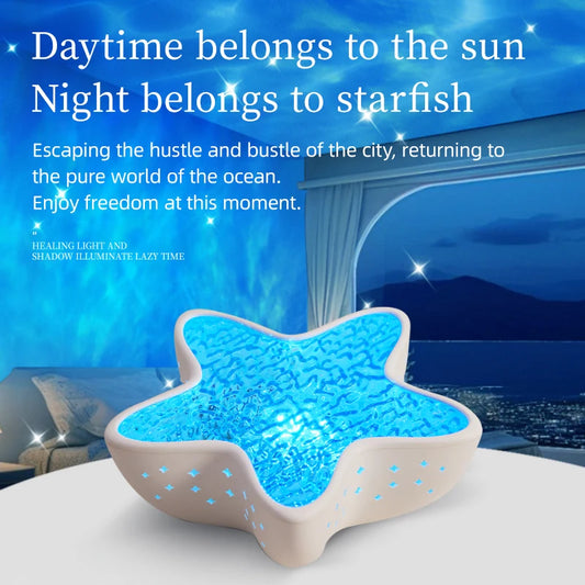 LED Starfish Night Light Galaxy Starry Sky Projector Lamp Rechargeable Dreamy Ambient Light for Kids Gift Festival Party Decor