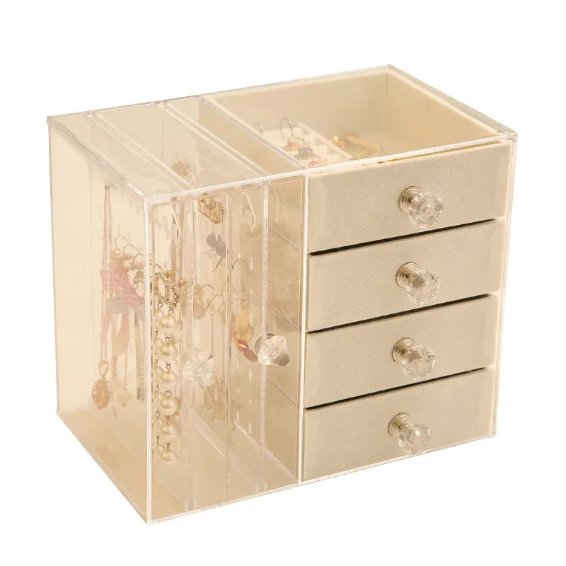 Transparent acrylic storage box dust partition large capacity multi-layer jewelry display shelf desktop drawer storage box