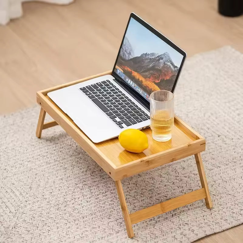 Folding Table Bamboo Mini Dining-table Multifunction Breakfast Dessert Tray Bed Desk Household Living Room Bedroom Supplies