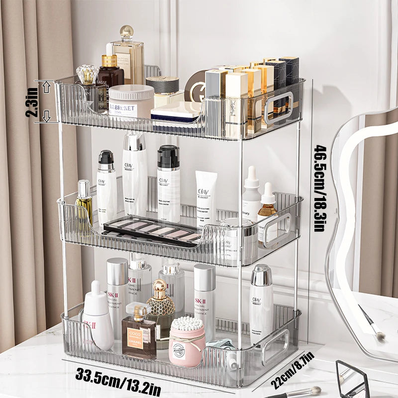 Bathroom Organizer Shelf Acrylic Makeup Storage Rack Large Capacity Skincare Cosmetic Liptick Home Kitchen Desktop Holder