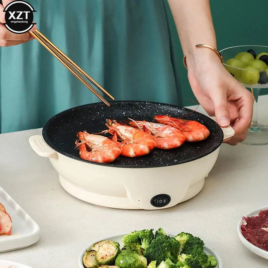 220V Multifunction Electric Frying Pan Skillet Non-Sticky Grill Fry Baking Roast Pan Cooker Barbecue Cooking Tool Kitchen Supply