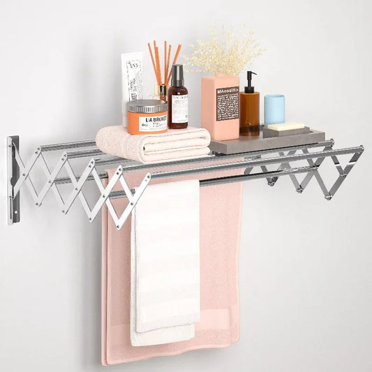 Modern stainless steel towel rail adjustable folding design, wall-mounted apartment bathroom with heater