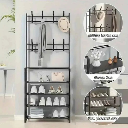 Living Room Shoe Rack Multi-Layer Storage Shelf DIY Clothes Hanger Simple Floor-Standing Organizer