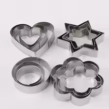12pcs/set Stainless Steel Cookie Biscuit DIY Mold Star Heart Round Flower Shape Cutter Baking Mould Tools