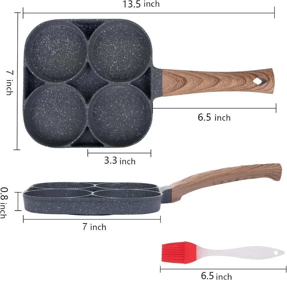 4-hole Omelet Pan Frying Pot Thickened Non-stick Egg Pancake Steak Cooking Hamburg bread Breakfast Maker Induction cooker