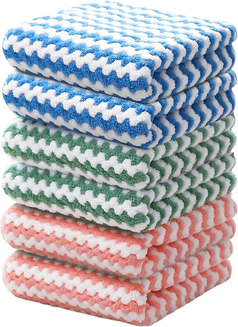 Dishcloths Super Absorbent Thicken Scouring Pads Washing Cloths Dry and Wet Clean Towel Kitchen Cleaning Rags Tools