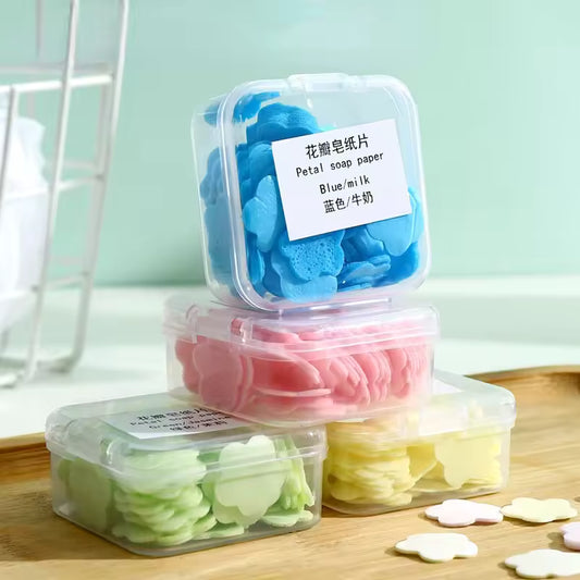 100Pcs Disposable Soap Paper Portable Hand Washing Toilet Soap Slice Petal Soaps Flakes Household Travel Skin Friendly Fresh