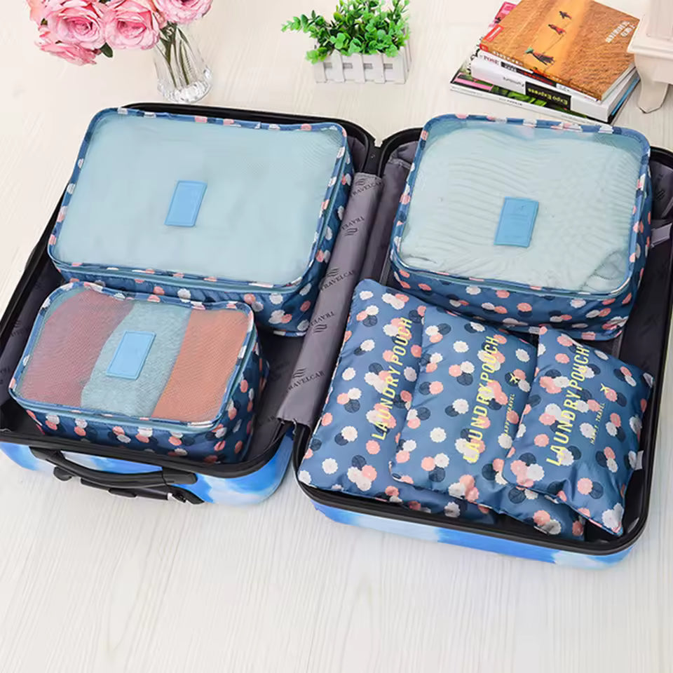 6Pcs Packing Bags Set for Suitcases Foldable Luggage Packing Organizers Space Saving Suitcase Organizer Bags Lightweight Clothes