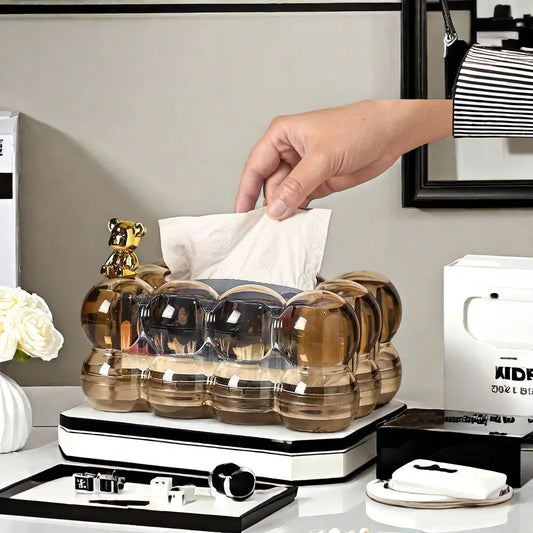 High-End Feel Luxury Lightweight Paper Towel Holder Box Living Room Creative Home Use Plastic Tea Table Decoration Tissue Box