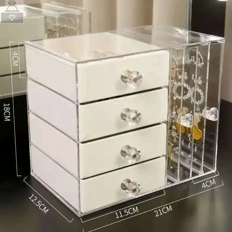 Transparent acrylic storage box dust partition large capacity multi-layer jewelry display shelf desktop drawer storage box