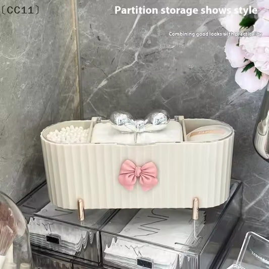 【CC11】Desktop Makeup Brushes Transparent Cotton Pads Beauty Egg Organizer Cosmetic Organizer Cotton Swabs Storage Case