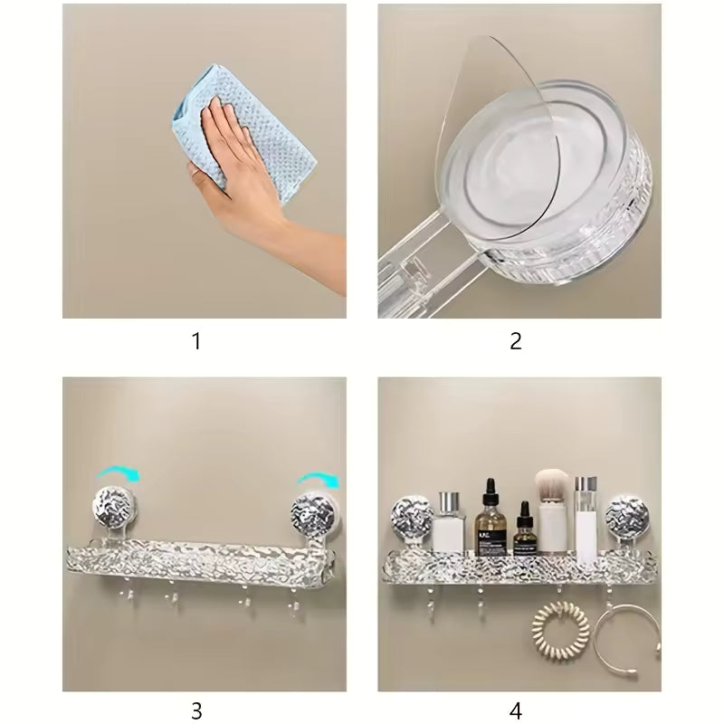 Light Luxury Glacier Pattern Shower Suction Cup Shelf Suction Cup Storage Rack Punch Free Sorting Box Organizer Bathroom Tool