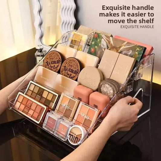 Acrylic Cosmetic Storage Box Transparent Display Stand Nail Polish Powder Compact Eyeshadow Perfume Organizer Desktop Holder