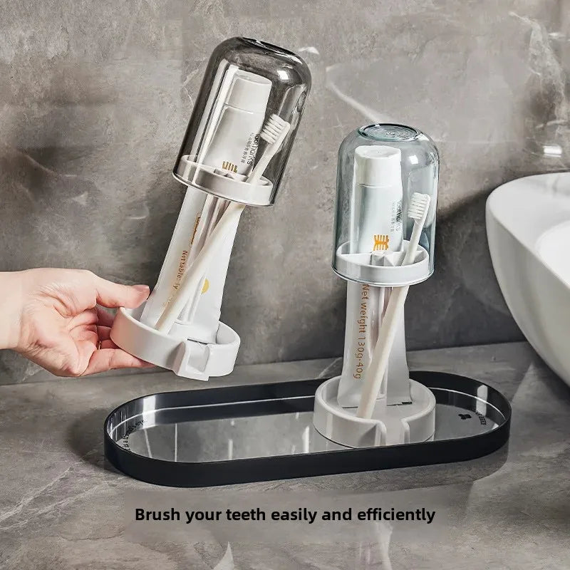 New Multifunctional Home Bathroom Brush Holder Dustproof Cover Drainage Cup Rack Toiletries Storage Shelf Non-Brand Chinese Made