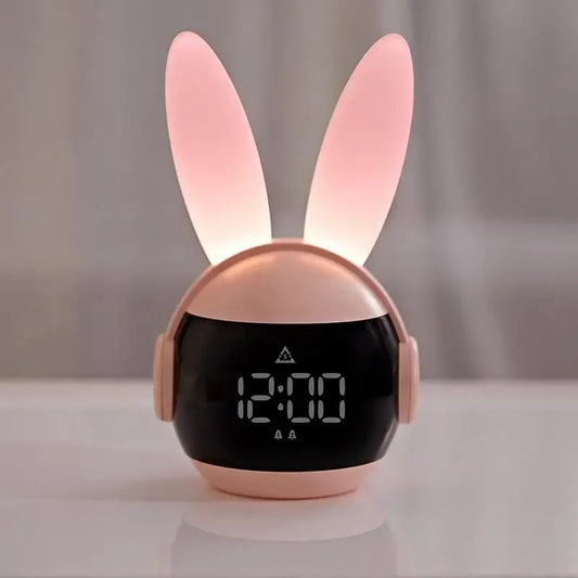 Bedroom Bedside Clock Creative Timing Night Light For Three Ways Wake Up Rechargeable Rabbit Alarm Clock Rainbow Animal Lamp