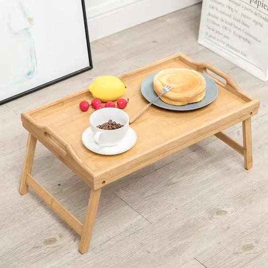 Folding Table Bamboo Mini Dining-table Multifunction Breakfast Dessert Tray Bed Desk Household Living Room Bedroom Supplies