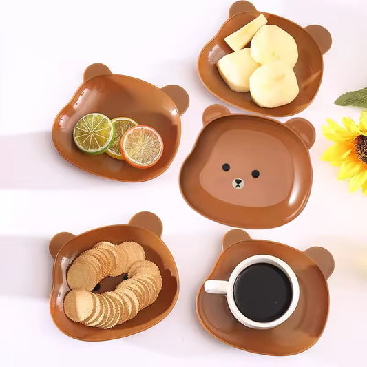 Xgnvpy Creative Family Bear Bone Spitting Dish Pet Fruit Snack Drop Proof Tray with Bottom Square Dry Fruit Tray Small Dish