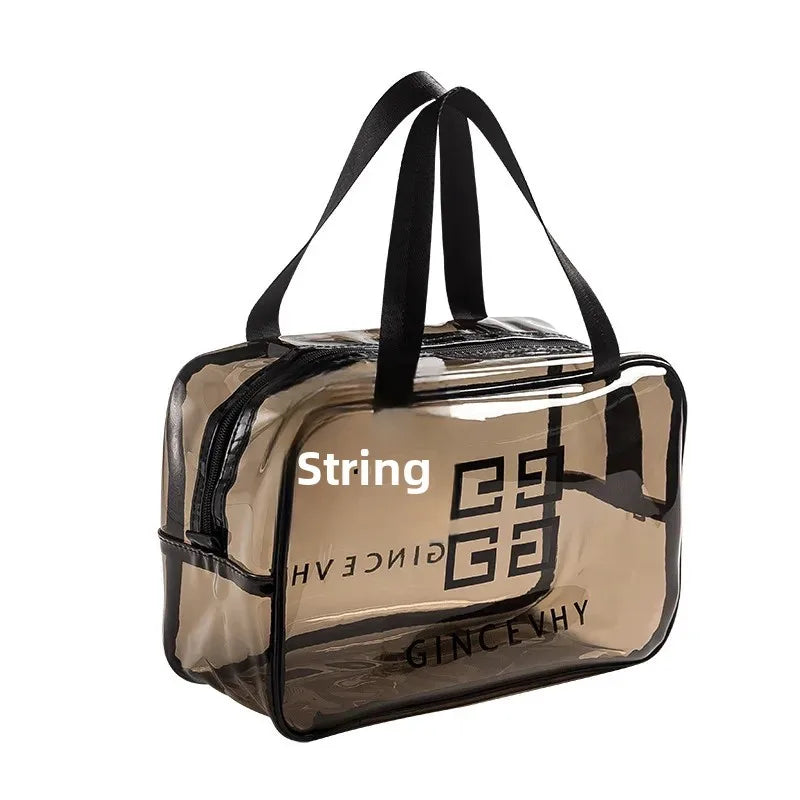 Large Capacity Thickened PVC Cosmetic Bag Transparent Waterproof Handheld Makeup Bag Multi-Functional Storage Pouch with Zipper