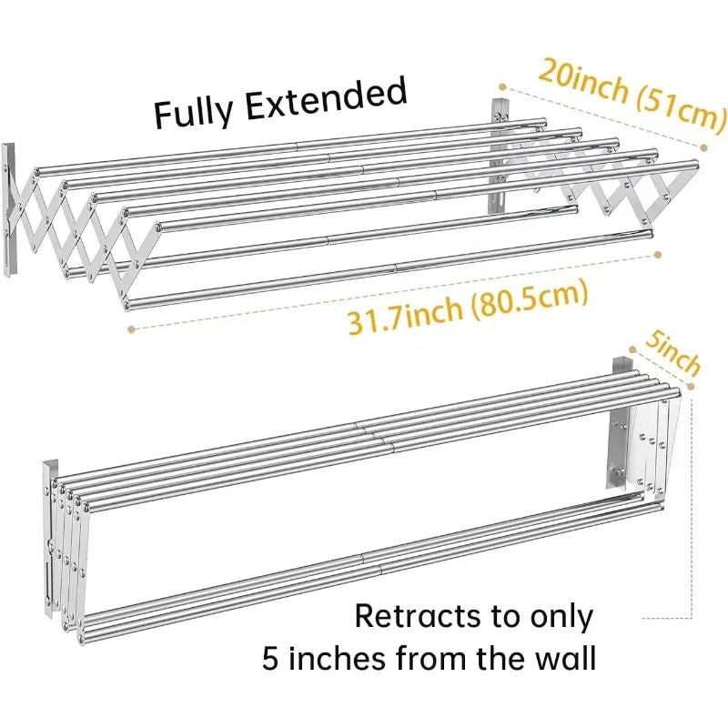 Modern stainless steel towel rail adjustable folding design, wall-mounted apartment bathroom with heater