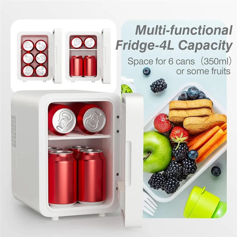 Makeup Fridge With LED Light Mirror 4L Mini Fridge For Bedroom Car Small Refrigerator For Cosmetics, Skin Care US Plug Durable-A