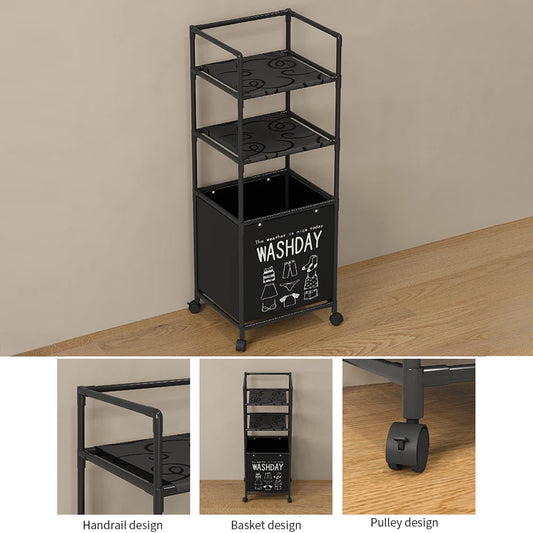 Storage Rack With Wheels Laundry Basket With Metal Frame Detachable Bag Large High Dirty Clothes Basket Laundry Room Bathroom
