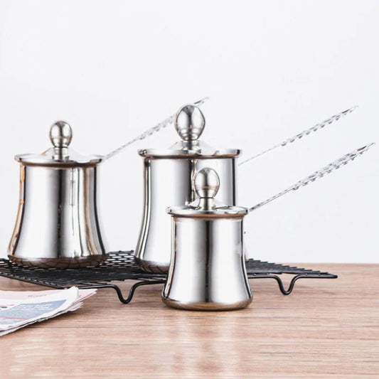 280ml/560ml/760ml Turkish Coffee Pot Butter Melting Pot Stainless Steel Long Handle Coffee Milk Frothing Pitcher Kitchen Tools