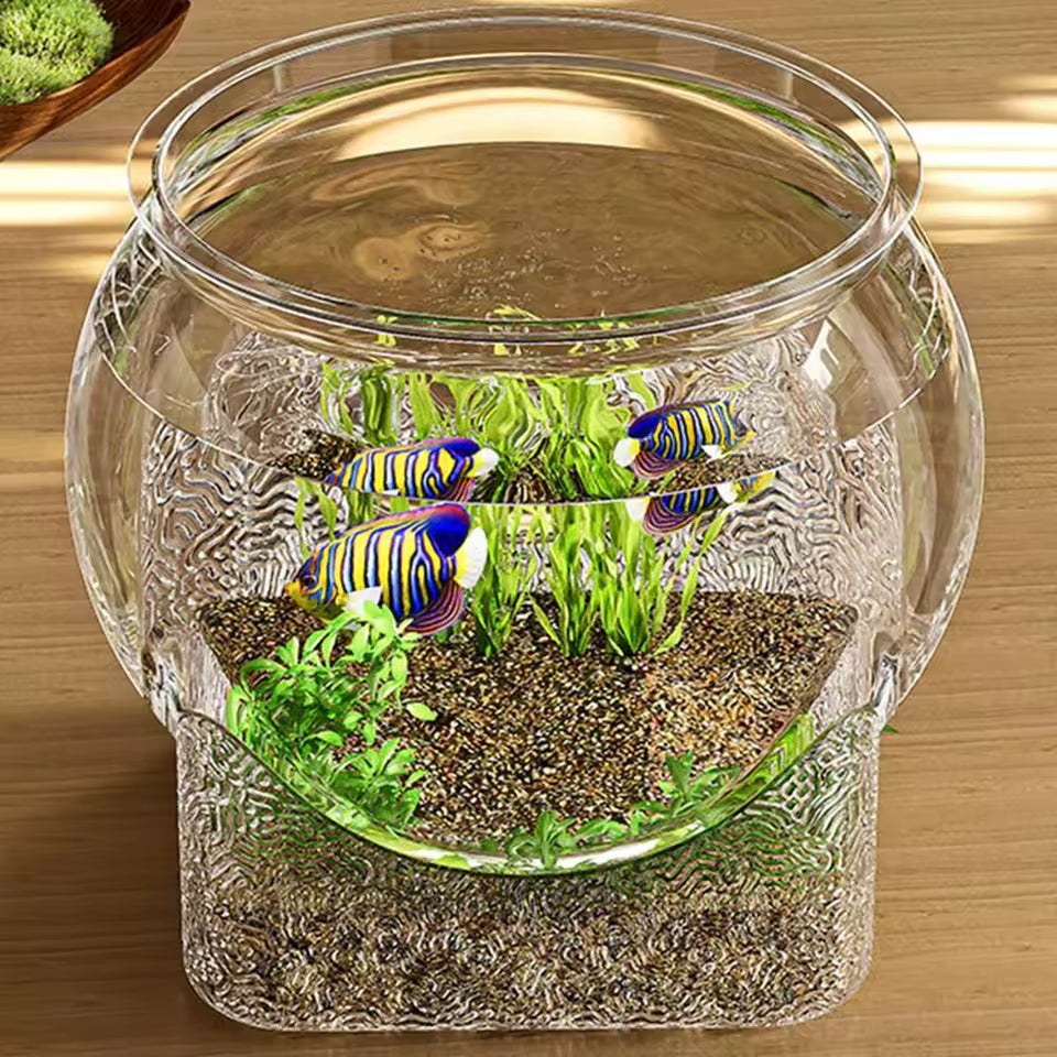 Clear Fish Tank Resistant Falling Round Desktop Aquarium Multifunctional Durable Ornamental Fish Decor