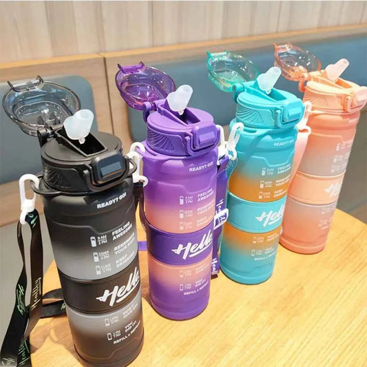 Handheld Sports Kettle with Straw Large Capacity Portable Water Cup with Straw 1000ml Dustproof Fitness Water Bottle Camping