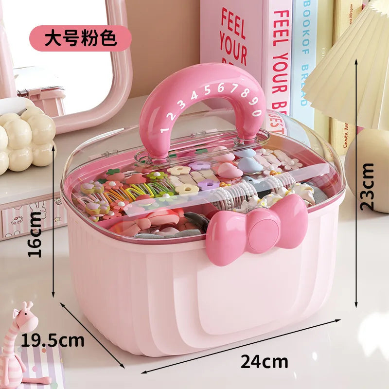 Hair Accessories Storage Box, Portable Makeup Organizer for Hair Clips, Hair Ties, Earrings, Bracelets, Necklaces