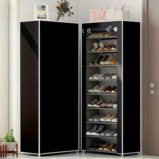 Metal Clothes Cabinet Large Capacity Coat Storage Cabinet Non-woven Bedroom Entrance Bracket Multi-layer Hanging Rack Organizer