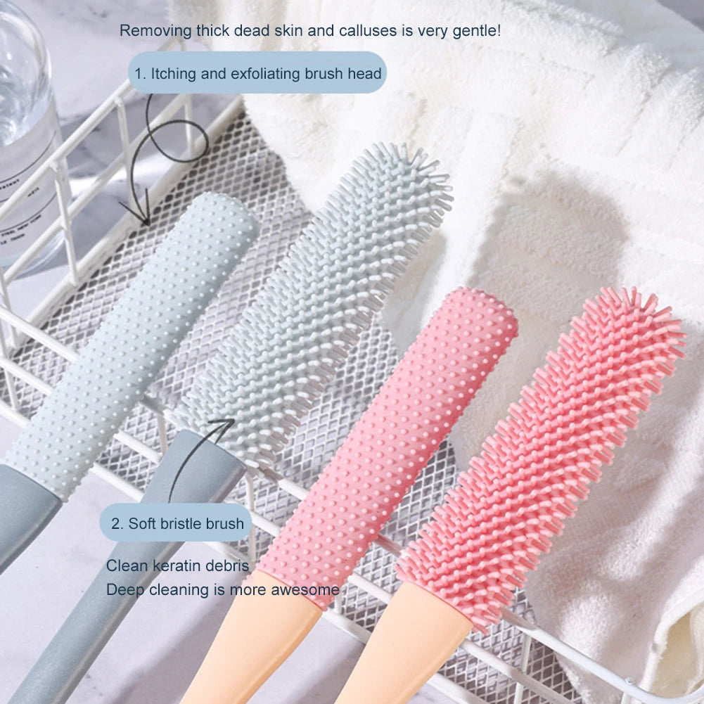 2pcs Long Handled Toe Gaps Cleaning Brush Super Soft Silicone Foot Scrubber Exfoliating Brush Foot Wash Brush For Shower