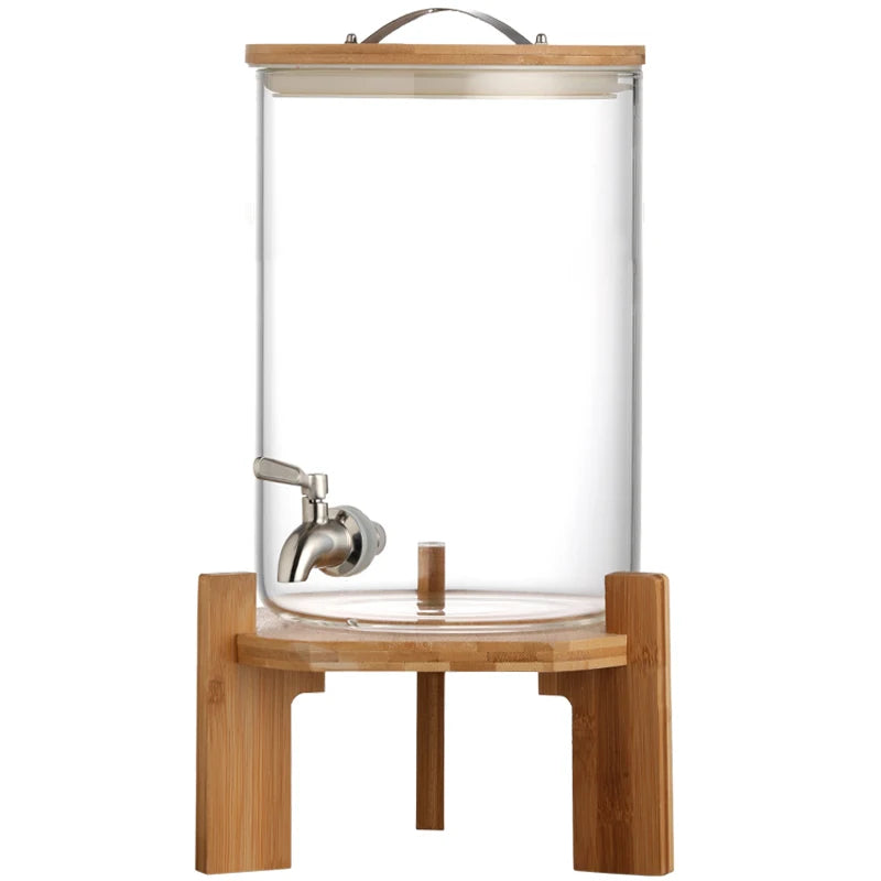 Large Capacity Cold Bucket with Faucet Commercial Hotel Beverage Bucket Lemonade Container Cold Kettle Glass