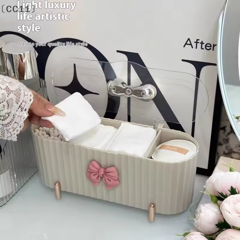 【CC11】Desktop Makeup Brushes Transparent Cotton Pads Beauty Egg Organizer Cosmetic Organizer Cotton Swabs Storage Case