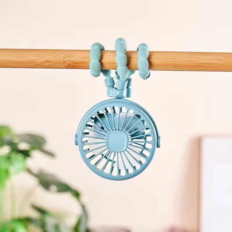 Small Fan Octopus Shape USB Charging With Flexible Tripod Clip Car Handle Fan Baby Stroller Fan Car Fan Stroller Cool