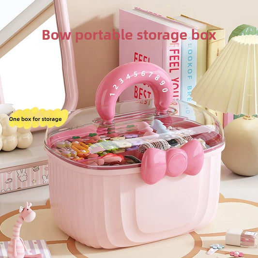 Hair Accessories Storage Box, Portable Makeup Organizer for Hair Clips, Hair Ties, Earrings, Bracelets, Necklaces