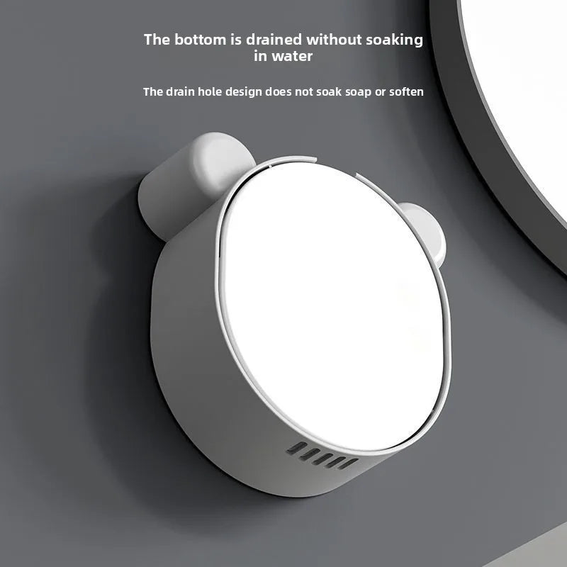 Soap Box with Lid Fragrance Soap Box Wall Mounted Drain Free Hole Free Flip Cover Soap Box Bathroom Laundry Soap Box