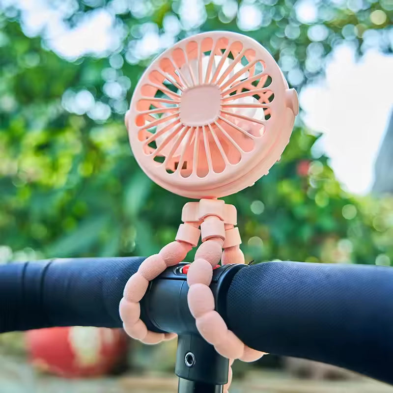 Small Fan Octopus Shape USB Charging With Flexible Tripod Clip Car Handle Fan Baby Stroller Fan Car Fan Stroller Cool