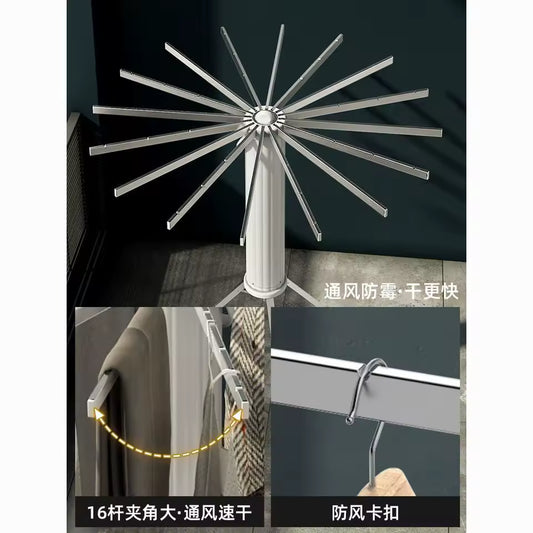 Retractable drying rack, floor pole, folding balcony drying quilt drying artifact, indoor household