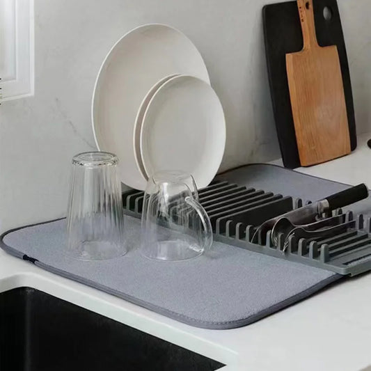 2-in-1 Drying Mat Non-slip Kitchen Sink Countertop Dish Drying Pads to Prevent Water Accumulation Kitchen Counter Mat