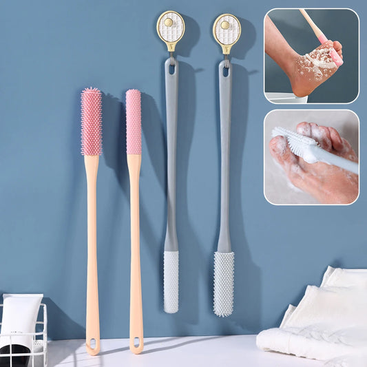 2pcs Long Handled Toe Gaps Cleaning Brush Super Soft Silicone Foot Scrubber Exfoliating Brush Foot Wash Brush For Shower