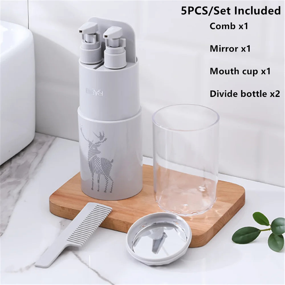 Travel Wash Set Toothpaste Shampoo Storage Bottle Outdoor Portable Toiletries Organizer Box Mouthwash Cup Bathroom Accessories