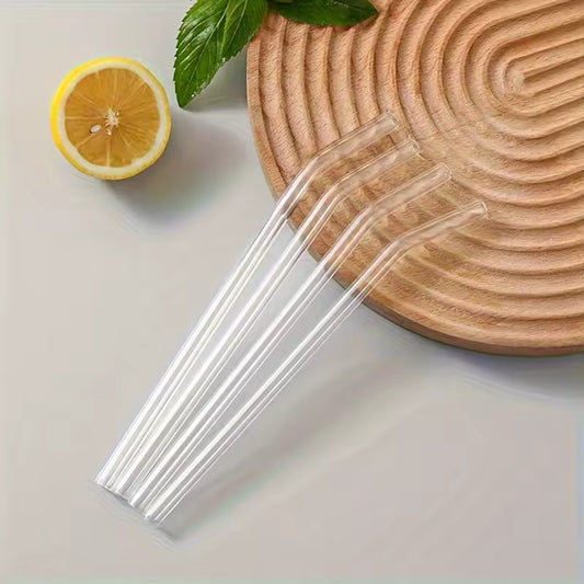 1set Heat Resistant Glass Straws with Brush - Set of 5 - Reusable and Washable,Perfect for Smoothies, Milkshakes, Tea, Juice