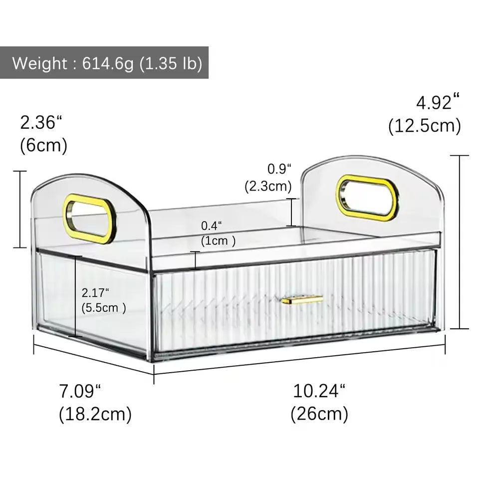 Makeup Organizer Countertop Clear Cosmetics Storage Boxes with Drawers & Portable Handle For Vanity Skincare Desktop Bathroom